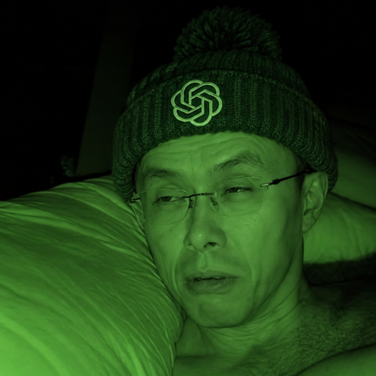 Green GPT character in night-vision green